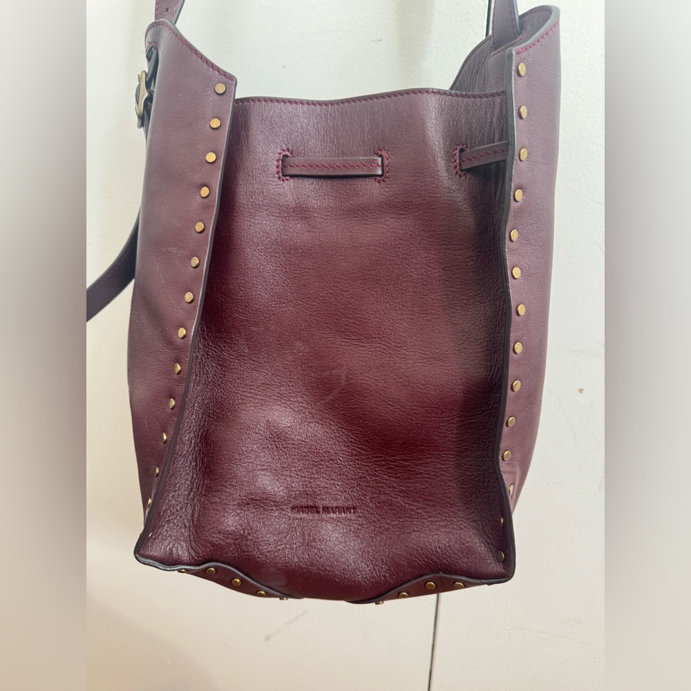 Isabel Marant Burgundy Studded Leather Bag - Picture 3 of 10